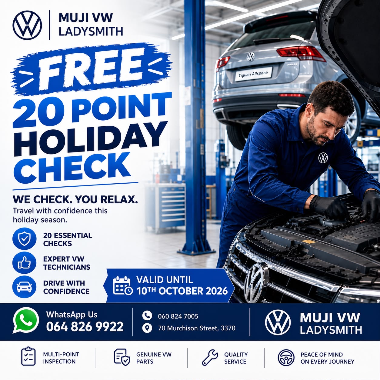 MUJI VW FREE 20 POINT HOLIDAY CHECK image from MUJI Volkswagen